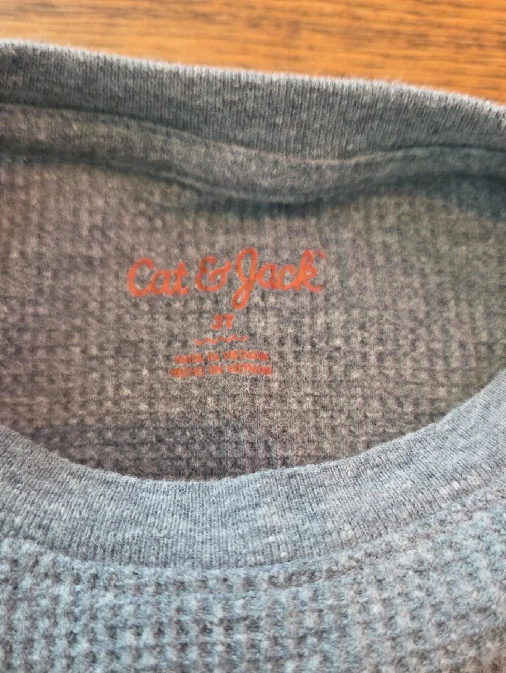 Cat & Jack -  Heather Gray Ribbed Thermal Long Sleeve Top- Size 3T